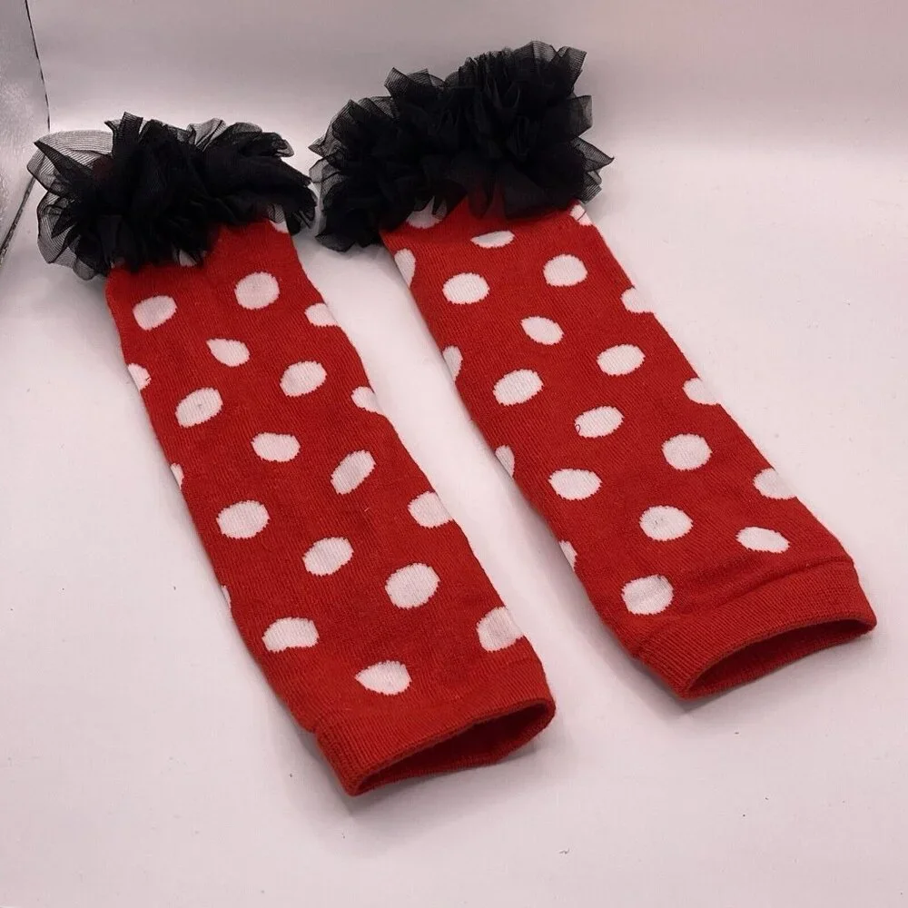 Baby Legs Red Leg Warmers Infant Toddler One Size Crawling Polka Dots